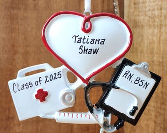 Nurse Personalized Christmas Ornament, Medical Student Gift, Retired Nurse