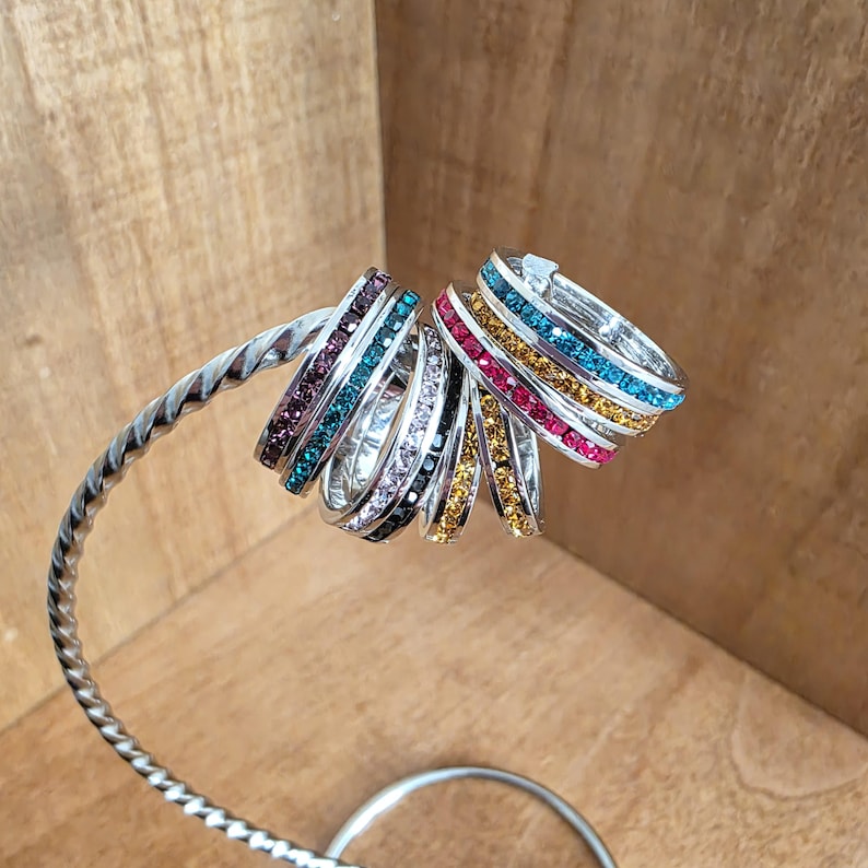 Birthstone Crystal Eternity Bands: 3mm Channel Set Stacking Rings image 5