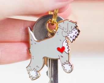 Schnauzer Dog Keyring - Salt and Pepper Schnauzer