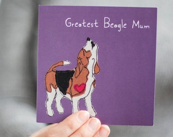 Beagle Mothers Day Card - Beagle Mum Birthday Card - Lilac