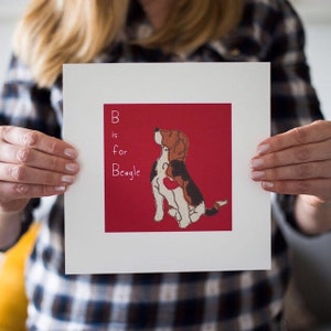 Beagle Dog Art Print B is Sitting Beagle Dog image 1