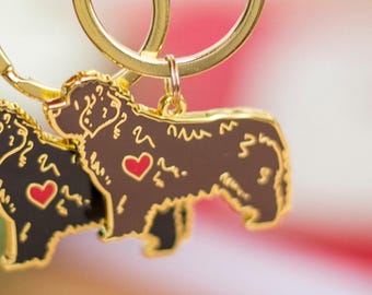 Newfoundland Dog Keyring - Brown Coloured Dog