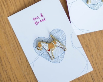 Fox Terrier Dog Enamel Pin Badge - Tan and White Colour