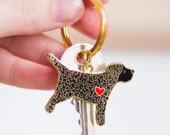Cockapoo Dog Keyring - Black Coloured Dog