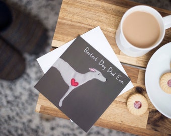 Birthday Card for Whippet Dog Dad - Bestest Dog Dad Whippet Father’s Day Card