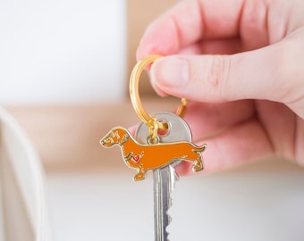 Dachshund Dog Keyring - Ginger Red Coloured Dog