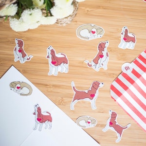 Beagle Dog Stickers Set - Tan and White and Lemon Beagles - Pack of 10 Paper Dog Stickers
