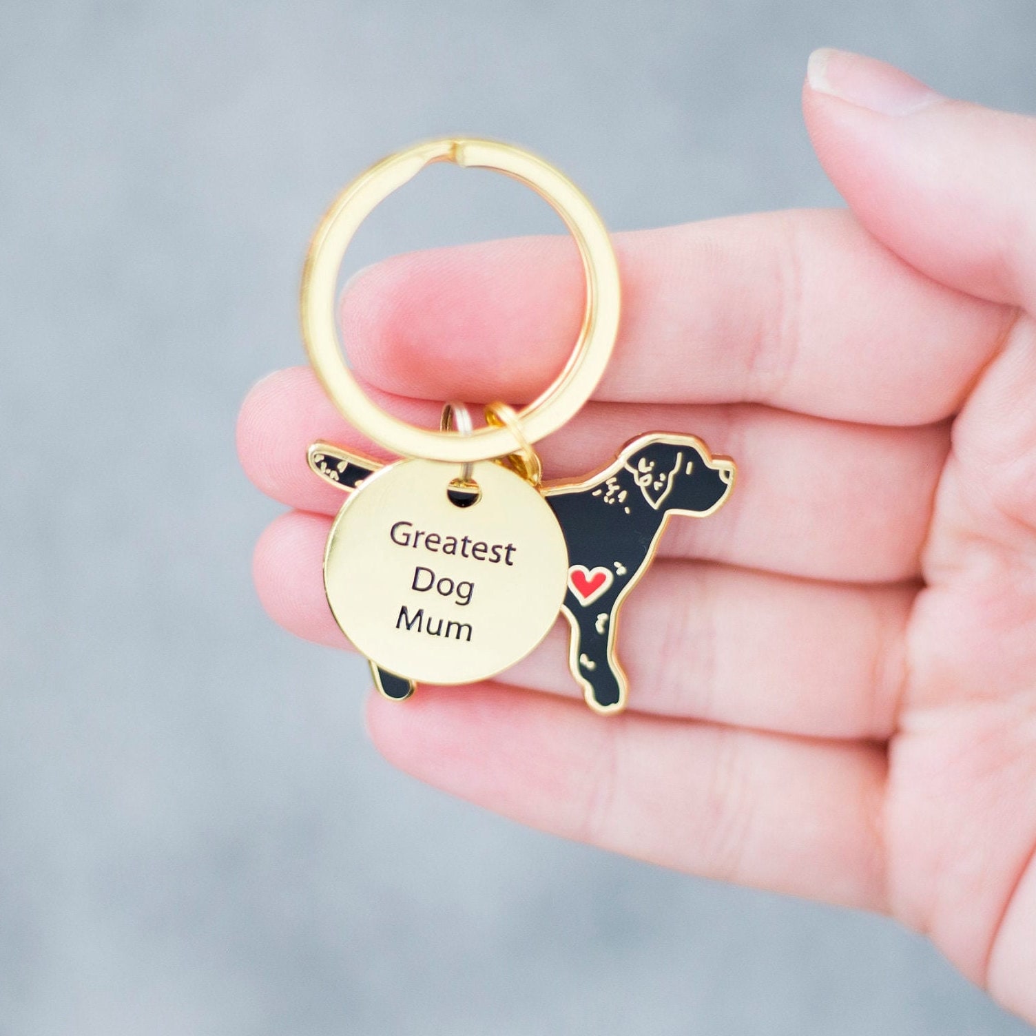 Labrador Dog Mum Enamel Keyring - Choice Of Breed Colour