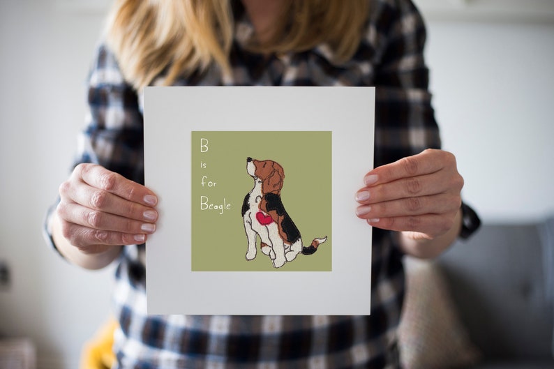 Beagle Dog Art Print B is Sitting Beagle Dog 2. Sage