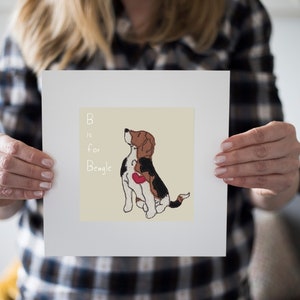 Beagle Dog Art Print B is Sitting Beagle Dog 1. Putty