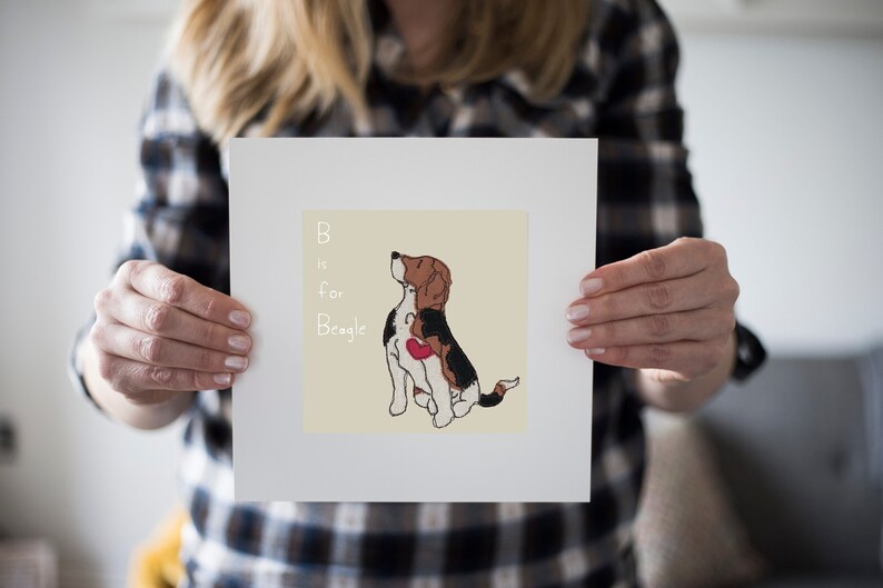 Beagle Dog Art Print B is Sitting Beagle Dog 1. Putty