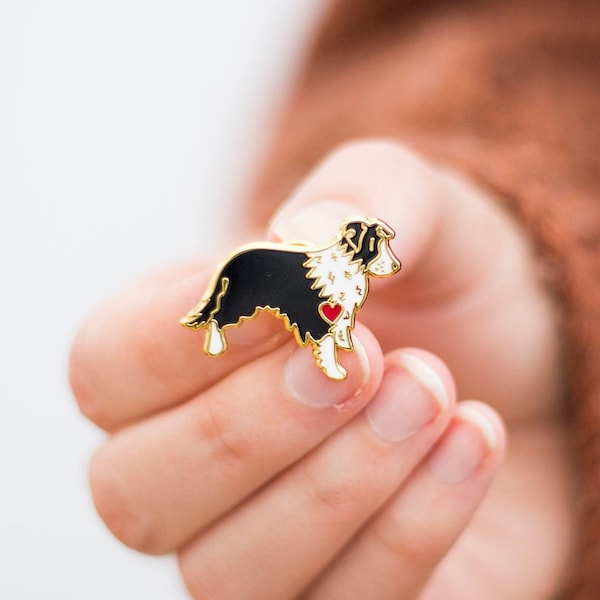 Border Collie Dog Enamel Pin Badge