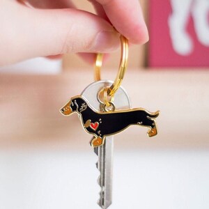 Porte-clés En Cuir Teckel – Lot De 2, Noir Et Rose, Décoration Métal | Pour Clés, Sac à Dos, Cadeau Pour Amoureux Des Chiens