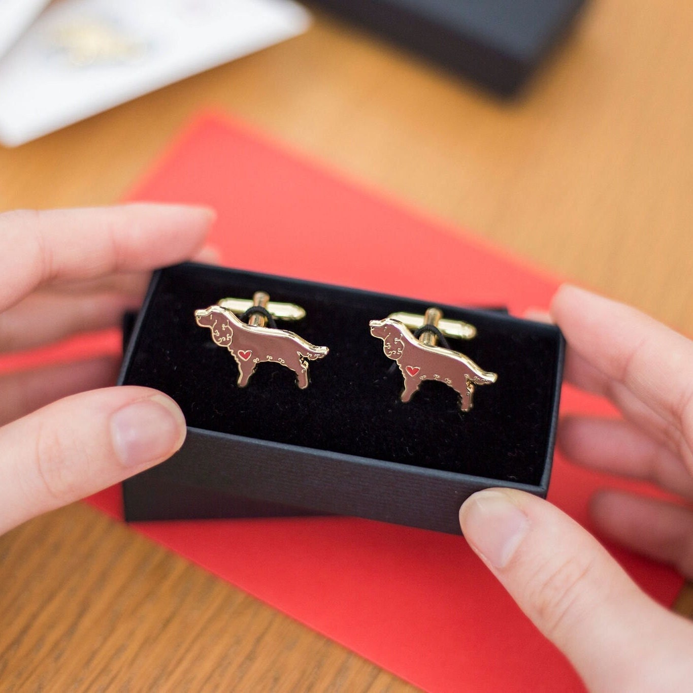 Working Cocker Spaniel Dog Enamel Cufflinks - Choice Of Breed Colour