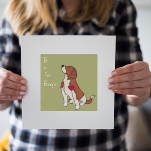 Beagle Dog Art Print B is Sitting Beagle Dog image 7