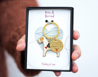 Wire Hired Fox Terrier Dog Pet Loss Memorial Keyring - Choice of breed colour