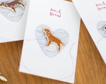 Working Cocker Spaniel Dog Enamel Pin Badge - Ginger