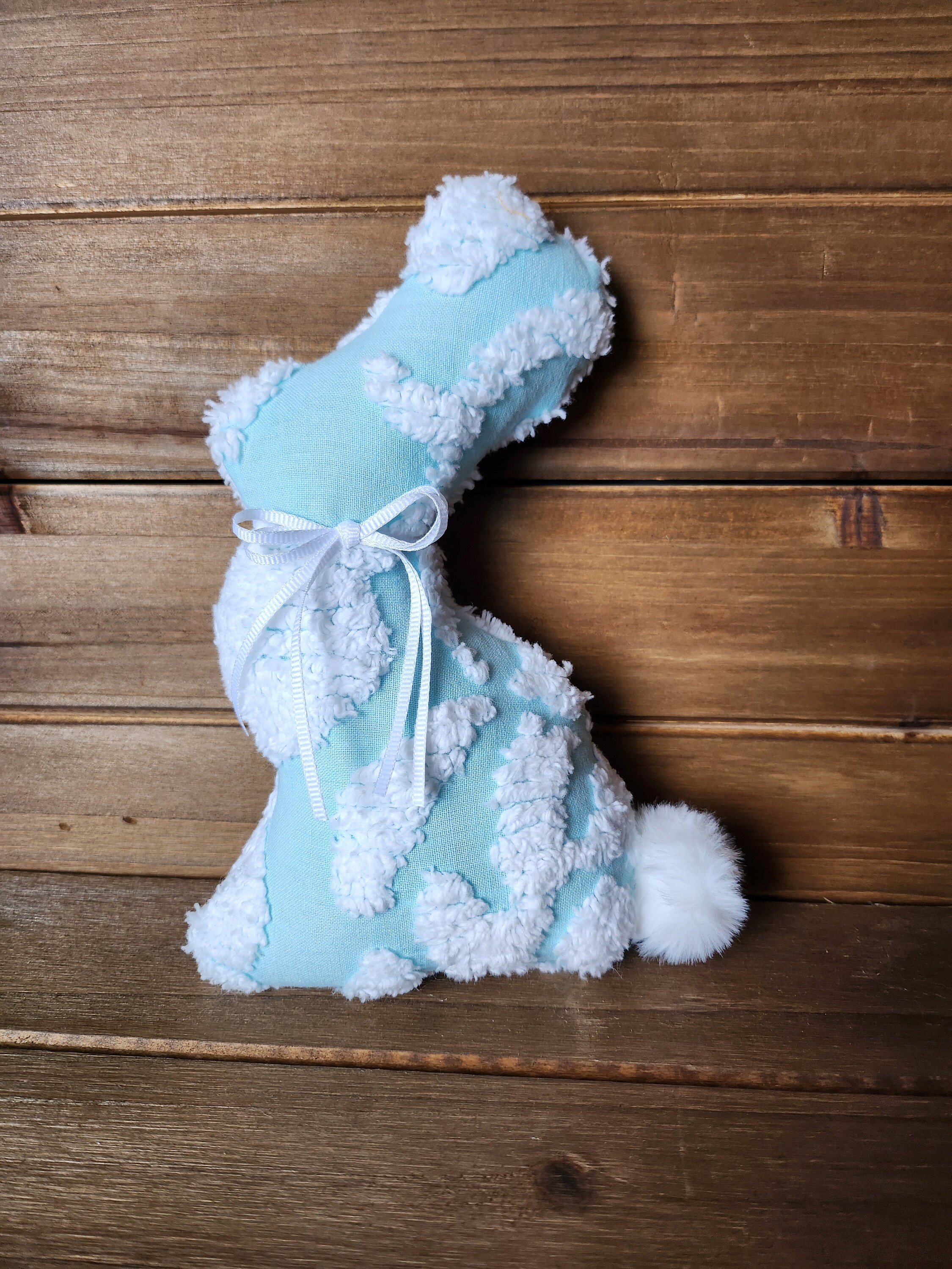 Aqua Blue Chenille Bunny/little Farmhouse Bunny/ Stuffed Bunny/easter ...