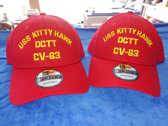 Red USS Kitty Hawk CV-63 Embroidered Baseball Cap