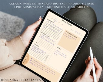 Agenda Digital Diaria | Planner de Productividad y Trabajo para iPad | PDF Minimalista | GoodNotes & Notability