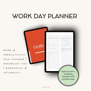 Planificador de trabajo digital para GoodNotes, Notability, descarga instantánea (PDF)