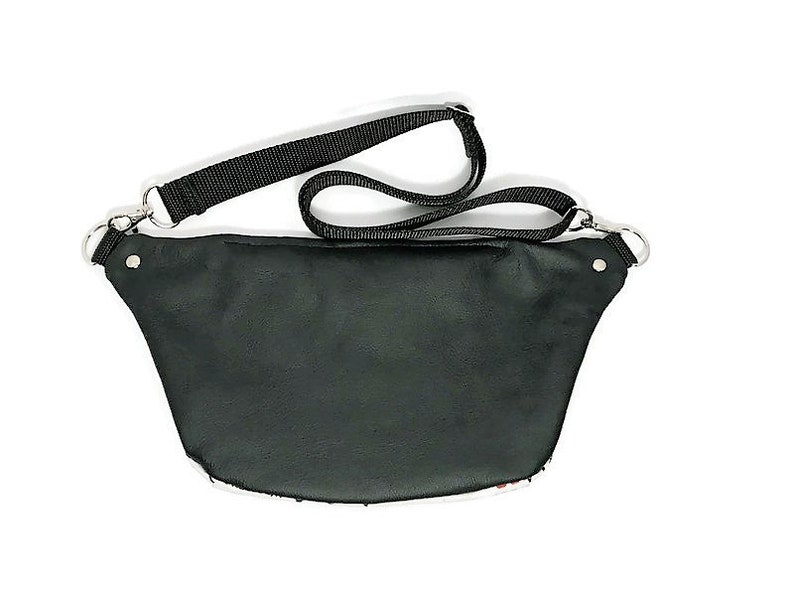 Waist Purse Fanny Pack Ladies Hip Bag Bum Bag Money Belt Adjustable Belt Bag Black Leather and Western Print Fabric Fanny Bag