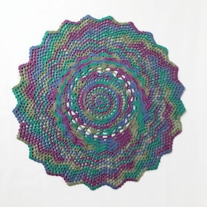 Round Doily, Chevron Design Centerpiece Doily, Hand Crochet Multicolor Variegated Cotton 13&quot; Round Lacy Doily, Tabletop Decor, Home Decor
