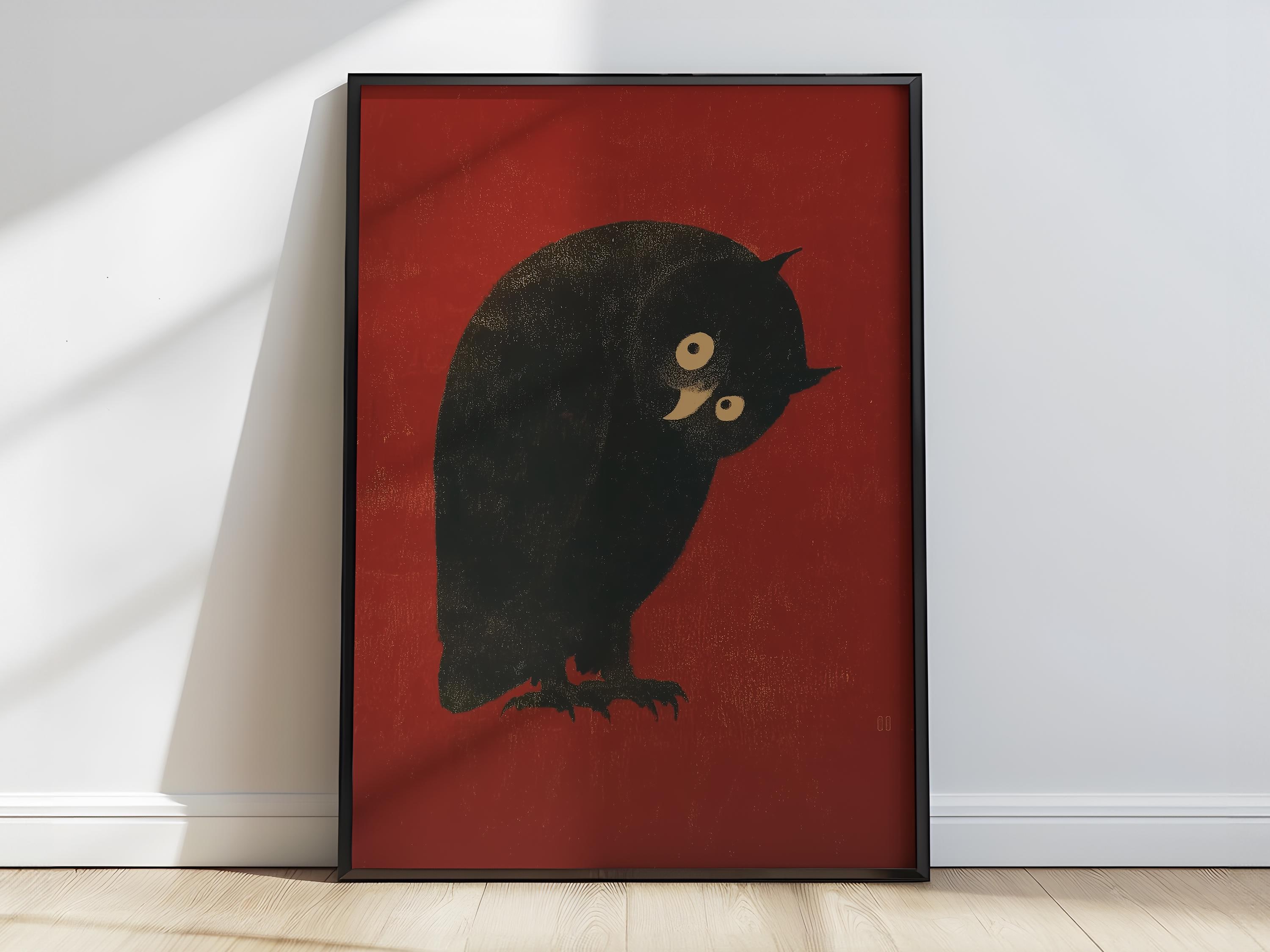 Vintage Owl Painting Retro Dark Academia Wall Art (Digital Download)
