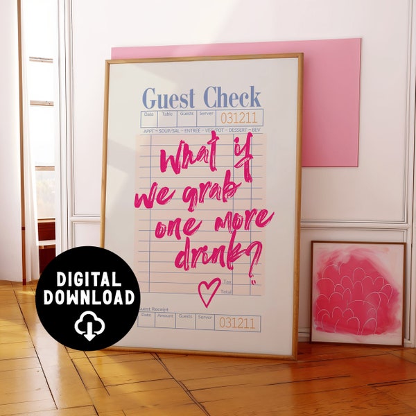 Printable Bar Cart Decor | What if we grab one more drink? | coquette room decor, college dorm decor, one piece poster | PDF File Instant
