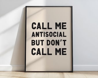 Antisocial Quote Art Print | Funny Trendy Wall Art (Digital Download)