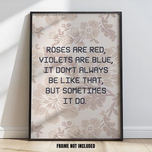 Póster de arte de pared de una pieza / Las rosas son rojas, las violetas son azules / Arte de pared divertido, arte de pared estético, decoración de apartamentos, arte de pared moderno / IMPRESIÓN