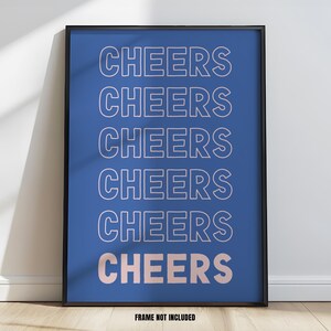Wall Art Print Bar Cart Decor | Cheers | Preppy Blue, One Piece Poster, coquette room decor, aesthetic, popular right now  | PRINT