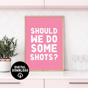 ¿Nos tomamos unos chupitos? Letrero de bar para carrito de bar, decoración para una noche de póker, póster de cócteles, arte mural para carrito de bar / PDF descargable