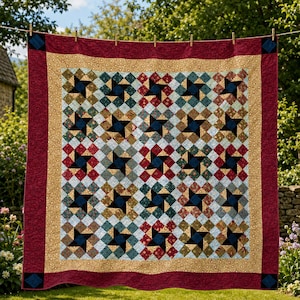 Granny Stars - Patchwork Quilt Pattern Instructions - PDF download