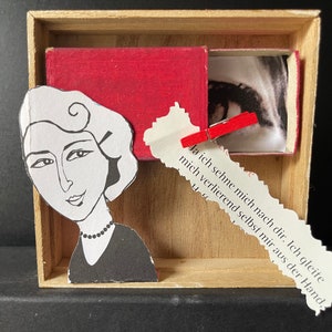 liefdesgedichten; Assemblage, collage, schaduwdoos, diorama