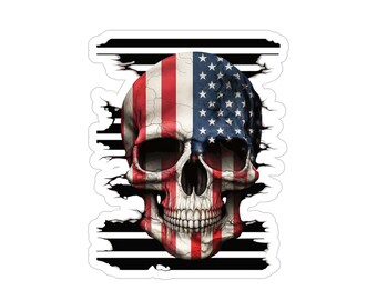 Stickers extérieurs transparents tête de mort patriotique, découpés, 1 pièces