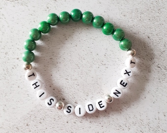 Breastfeeding Reminder Bracelet, This Side Next Bracelet, Green Bead Bracelet, Baby Shower Gifts For Mom, New Mom Gift From Sister, Best