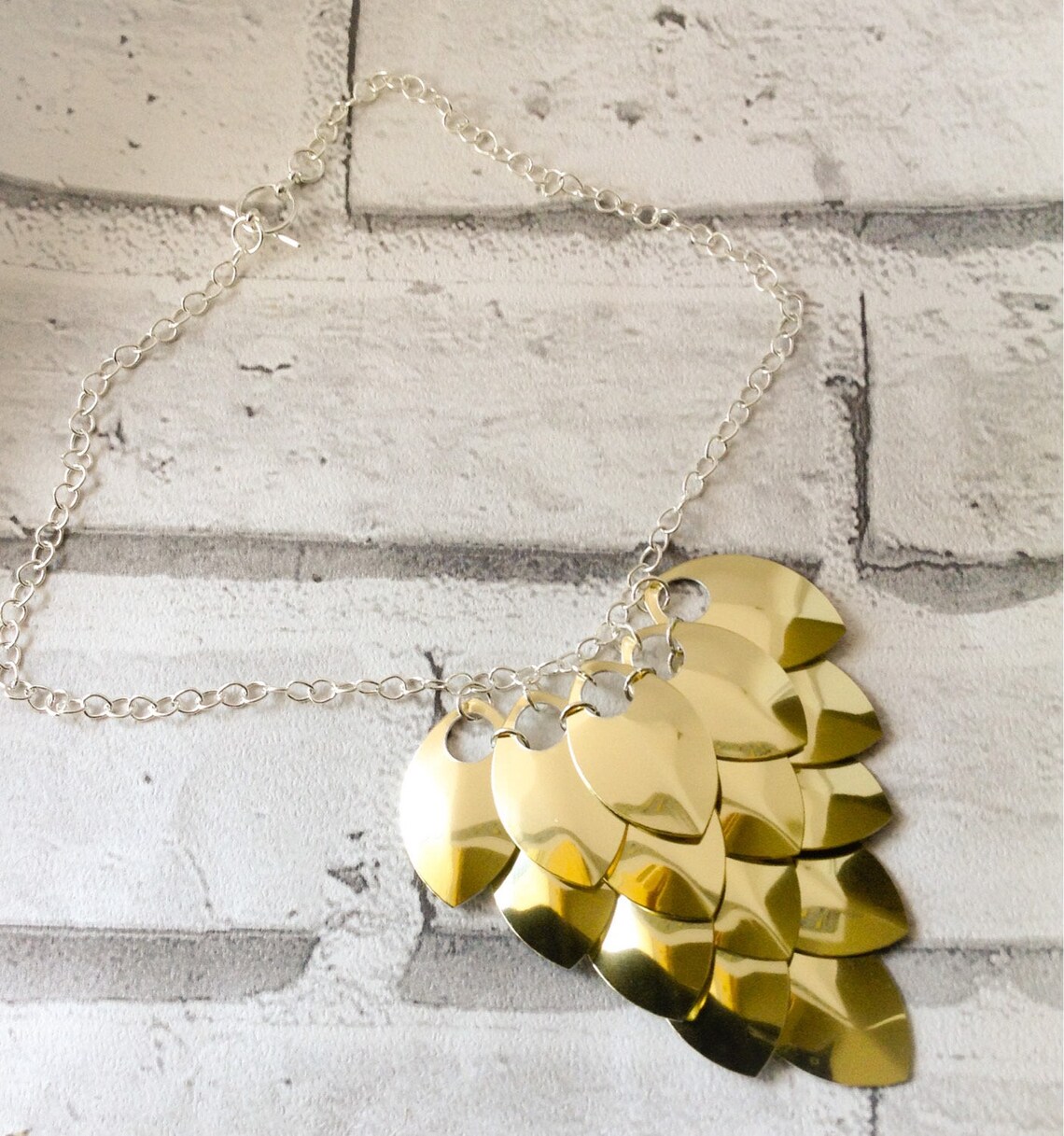 Gold Dragon Scale Necklace Chain Mail Necklace Gold Etsy Singapore