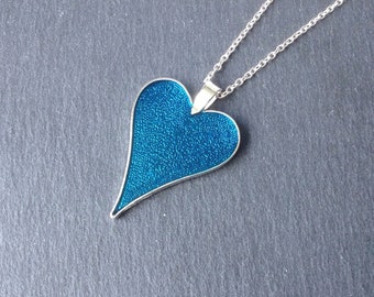 Blue Heart Necklace, Chunky Heart Pendant, Festival Necklace, Romantic Gifts For Girlfriend, Birthday Gift For Sister In Law, Bestie Gifts