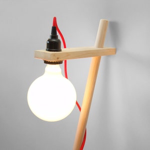 Floor Lamp with Colored Fabric Cords. Polo Lamp: ON SALE. Wood lamp, modern lamp, lampadaire, handmade lamp, lamp, wood lamp, reading lamp