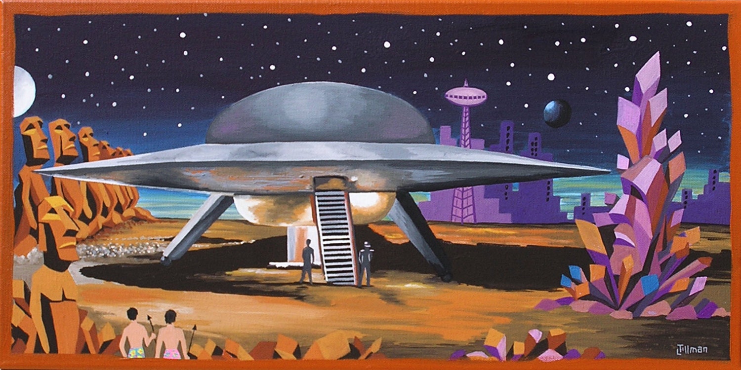 Flying Saucer Print Space Age Retro Future Mid Century Modern