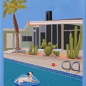 Mid Century Modern Eames Retro Limited Edition Print from Original Dog in the Pool