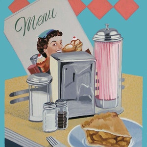 Mid Century Modern Eames Retro Limited Edition Print from Original Painting Diner Menu