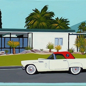 Mid Century Modern Eames Retro Limited Edition Print from Original Painting Thunderbird Palm Springs House