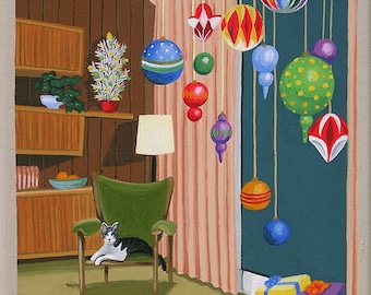 Mid Century Modern Eames Retro Limited Edition Print from Original Painting Christmas Decorations