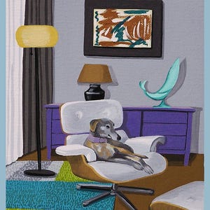 Greyhound Print Mid Century Modern Limited Edition Print Greyhound Eames Chair Mid Century Decor Dog Wall Art