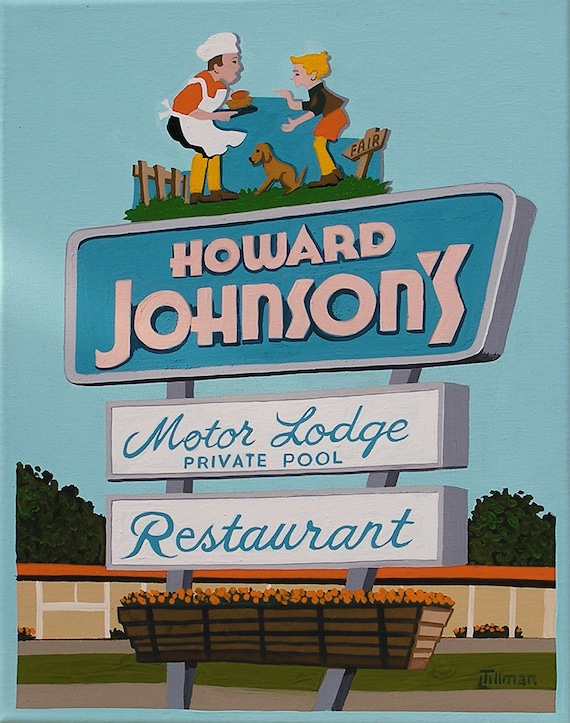 Howard Johnson's Motel Restaurant Sign Print Mid Century Modern