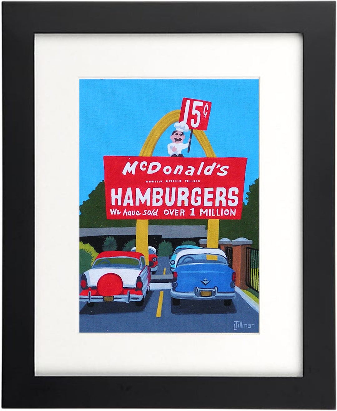 Mcdonald's Sign Mini Print Classic Cars Mid Century Modern Print