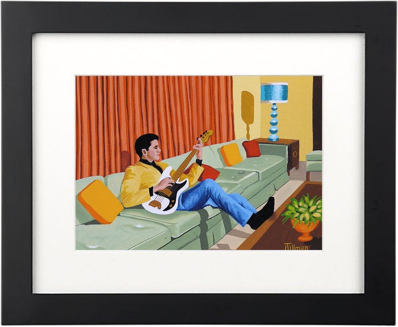 Mid Century Modern Eames Retro Print from Original Painting Elvis at Graceland image 1