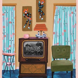 Mid Century Modern Limited Edition Print from Original Painting TV The Munsters